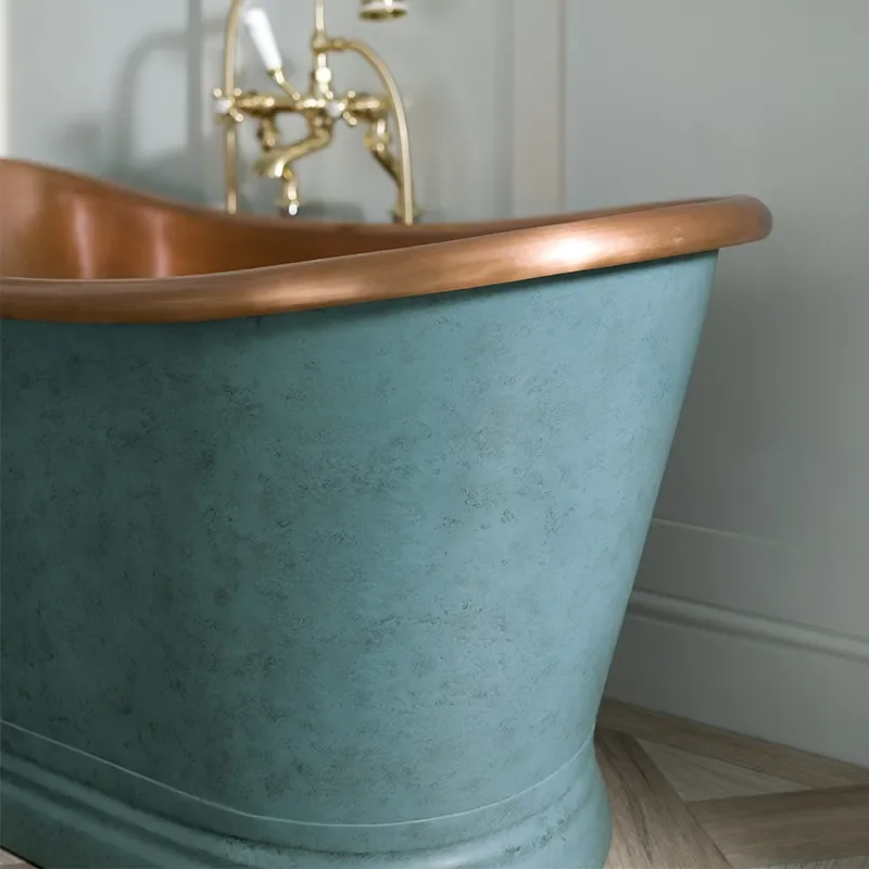 bc designs 1700 copper boat bath verdigris green