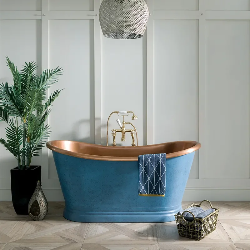 bc designs 1700 copper boat bath patinata