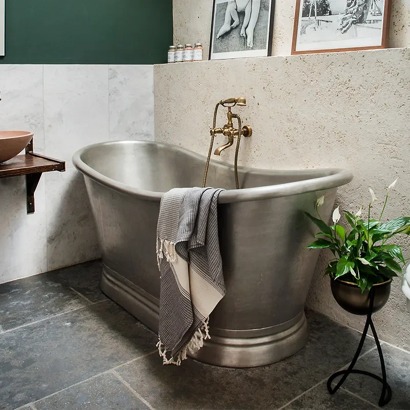 bc designs 1500 copper boat bath with inner tin & outer tin
