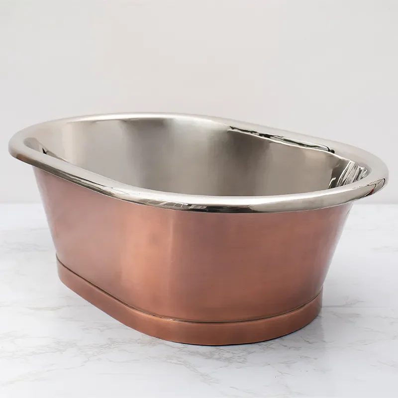 bc designs copper countertop basin 530mm with inner nickel & outer antique copper