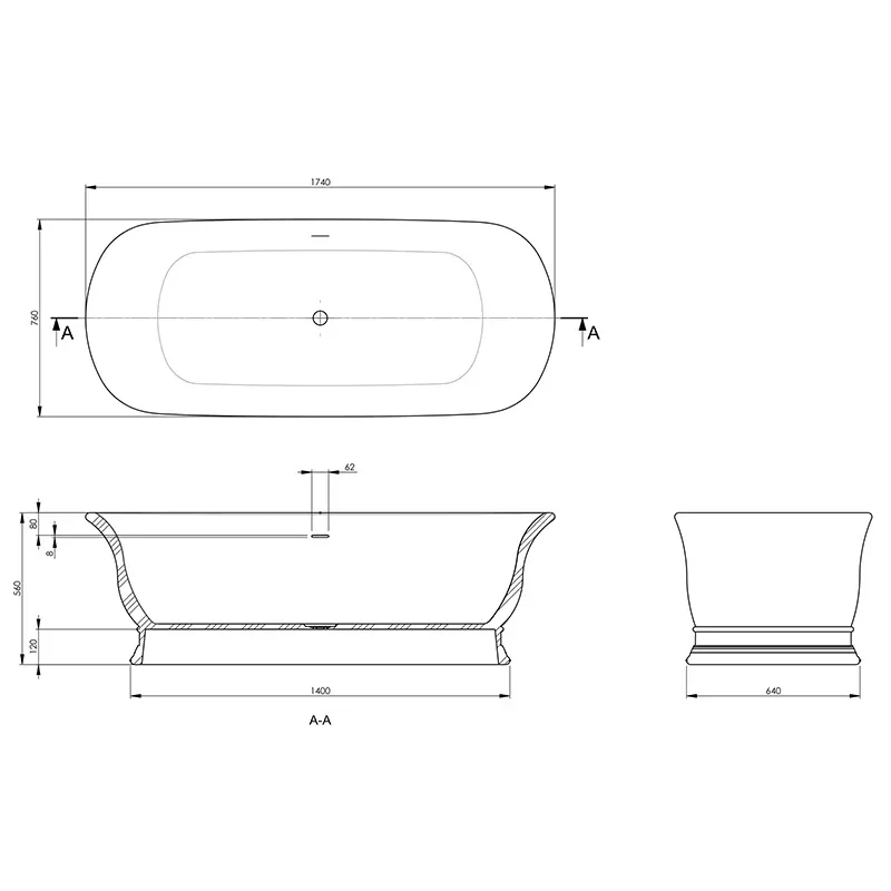 bc designs aurelius 1700 white freestanding bath