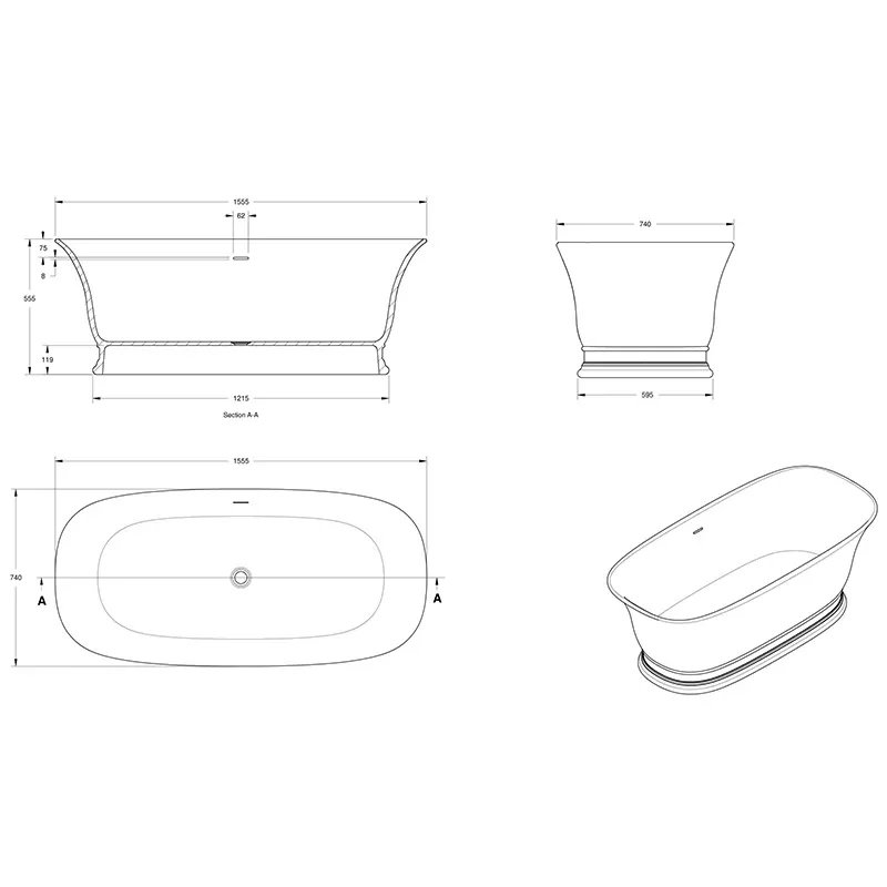 bc designs bampton 1600 white freestanding bath