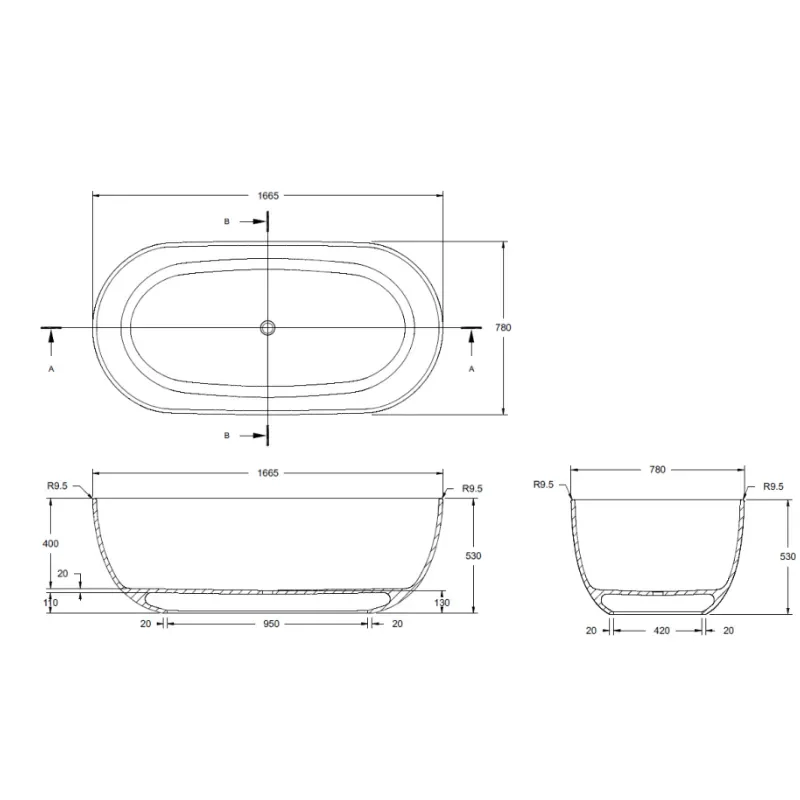 bc designs crea 1700 white freestanding bath