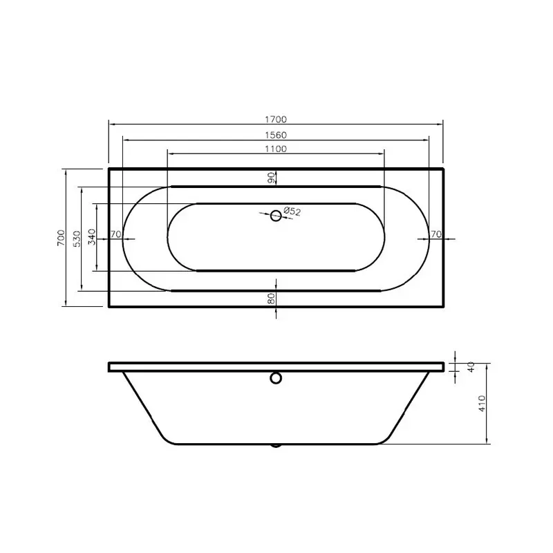 bc designs lambert 1700 white double-ended bath