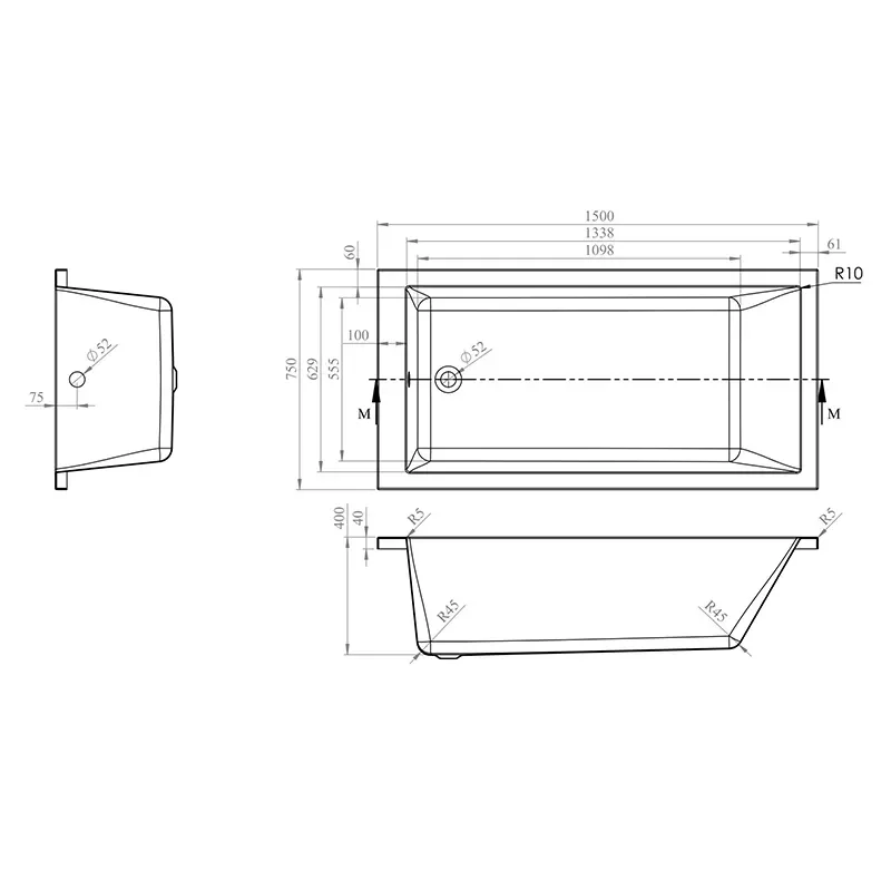 bc designs durham 1500 white single-ended bath