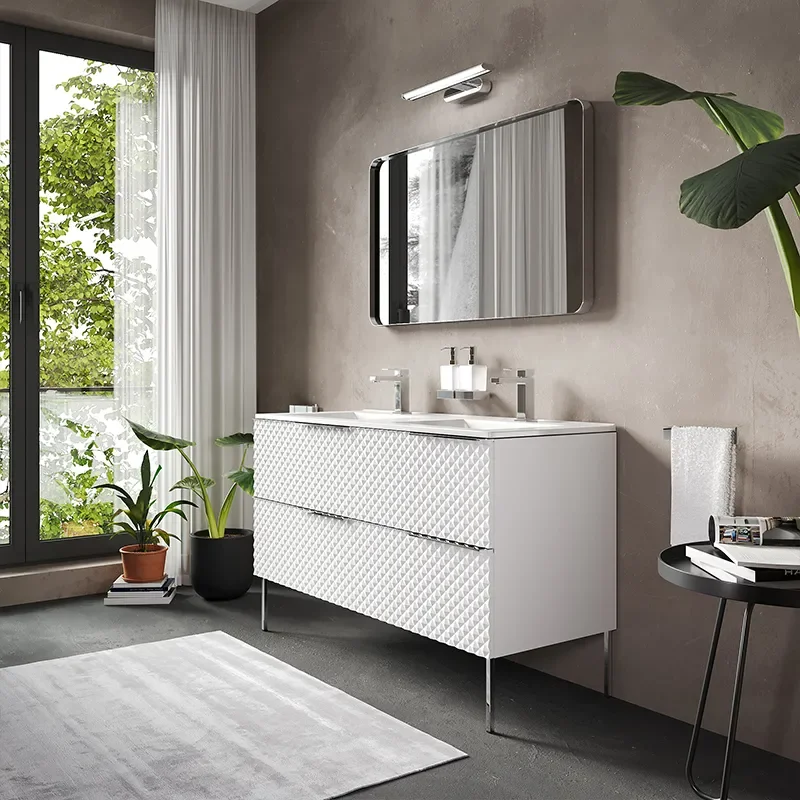 elvia 1200 White Vanity Unit white sink chrome handles