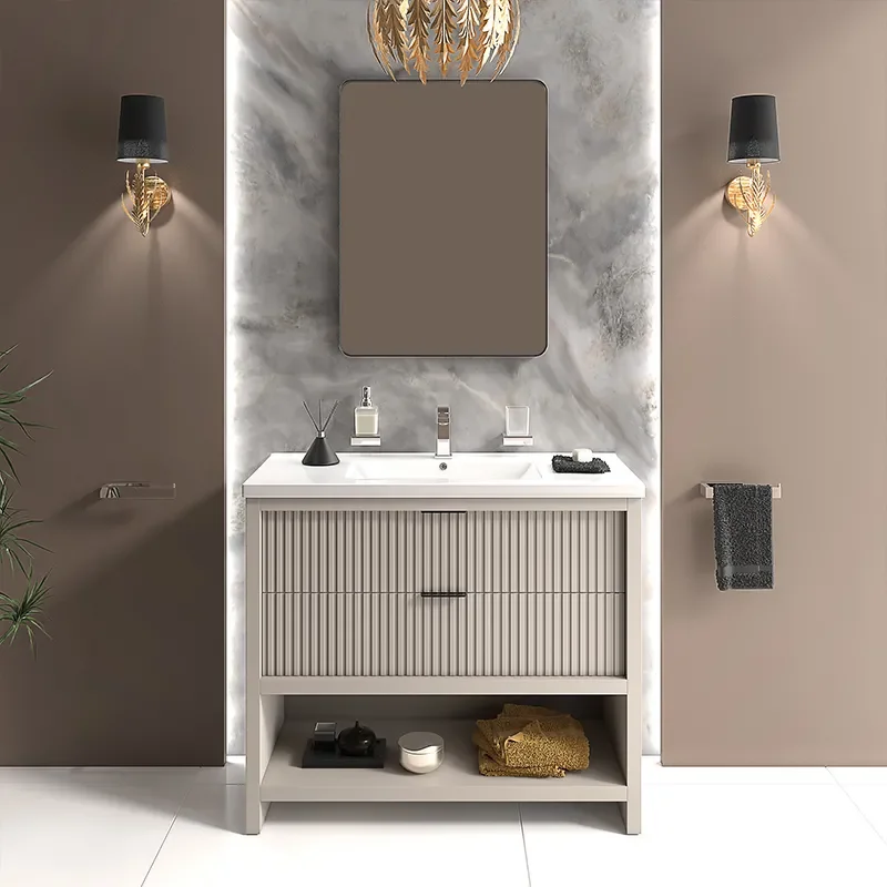 jasmine 1000mm floorstanding cashmere vanity unit chrome handles