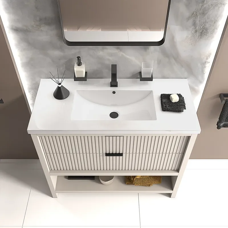 jasmine 1000mm floorstanding cashmere vanity unit chrome handles
