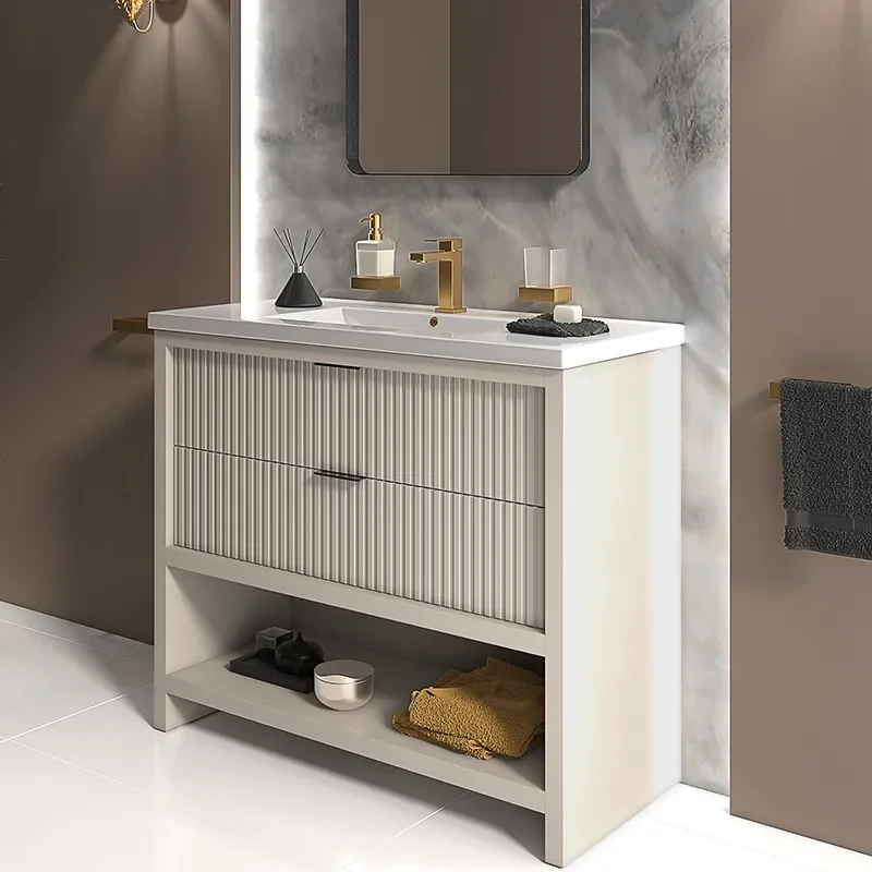 jasmine 1000mm floorstanding cashmere vanity unit gold handles