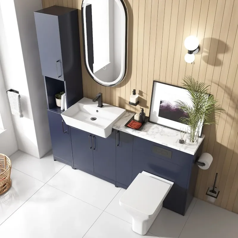 Top view of oliver black 1700 navy blue furniture tallboy suite