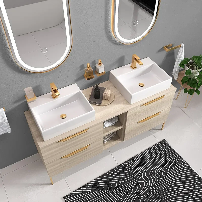 alani 1500 oak double vanity rectangular basin
