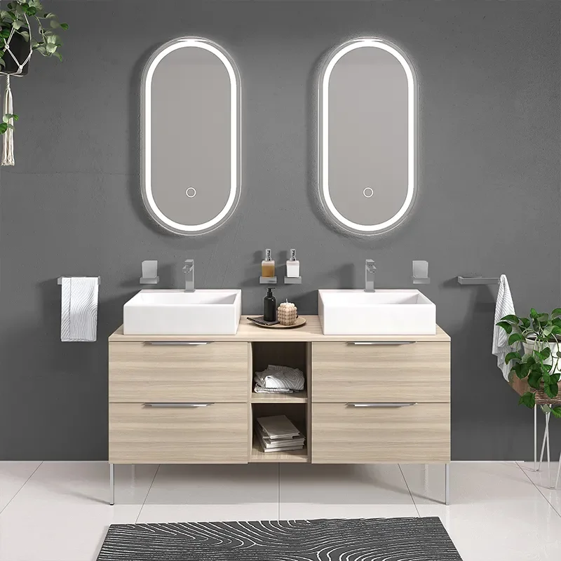 alani 1500 oak double vanity rectangular basin