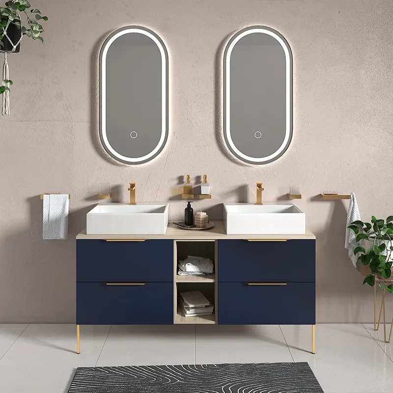 Alani 1500 Navy Blue Double Vanity Rectangular Sink