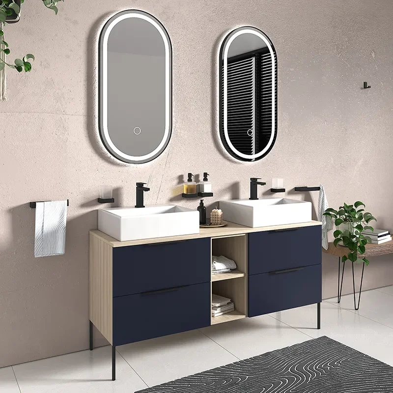 Alani 1500 Navy Blue Double Vanity Rectangular Sink