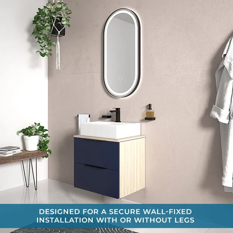 Alani 600 Navy Blue Vanity Rectangular Sink