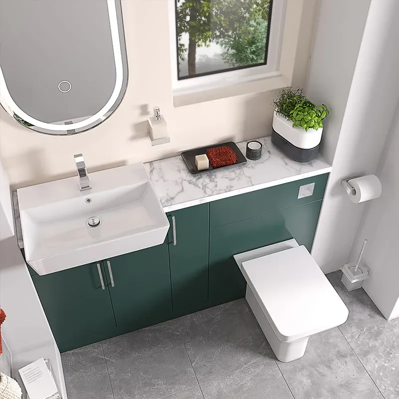 oliver chrome 1300 matt green vanity and toilet package