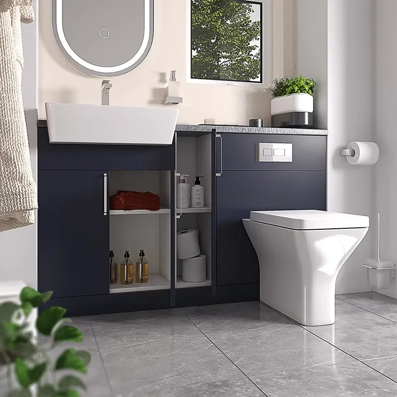 Oliver 1400 Navy Blue Fitted Furniture Chrome