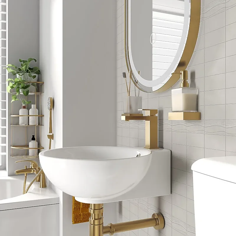 tesla petite bath suite basin toilet gold