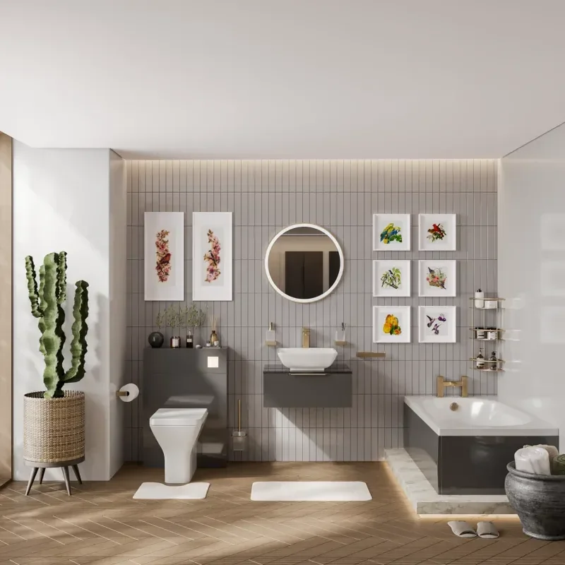 jivana small bath suite 600 grey vanity unit wc toilet gold