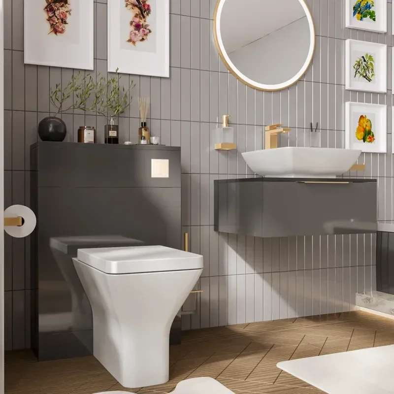 jivana small bath suite 600 grey vanity unit wc toilet gold
