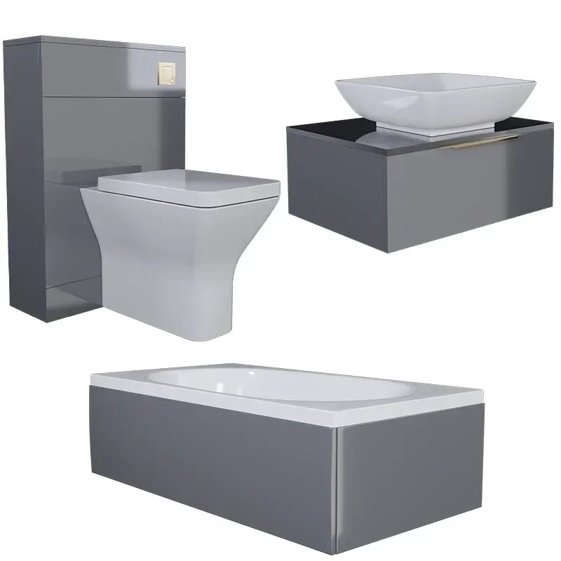 jivana small bath suite 600 grey vanity unit wc toilet gold