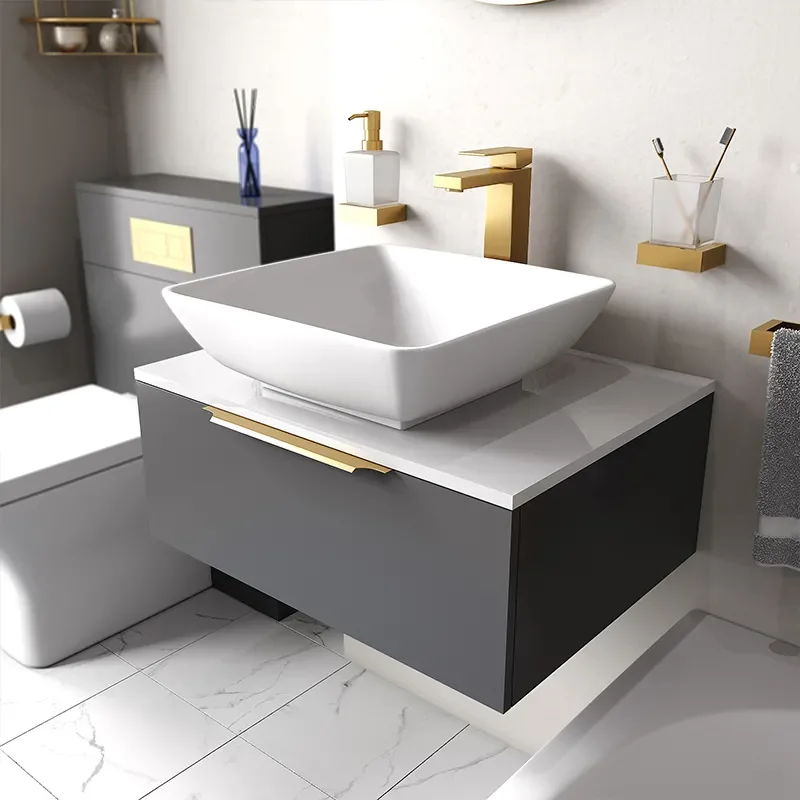 jivana small bath suite 600 grey sink cabinet wc toilet gold