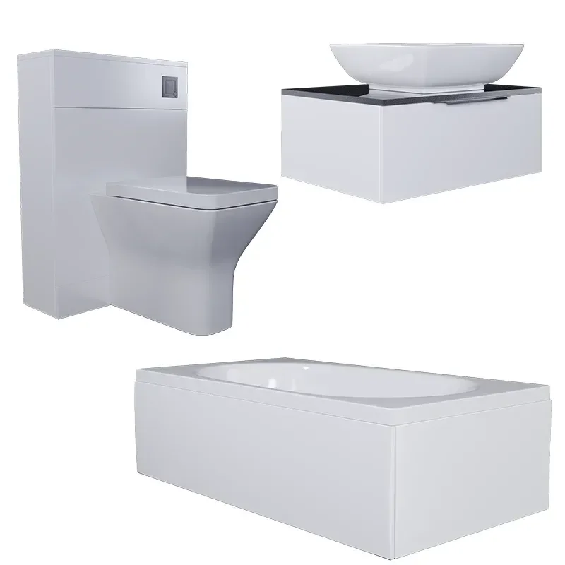 jivana small bath suite 600 white sink cabinet wc toilet black