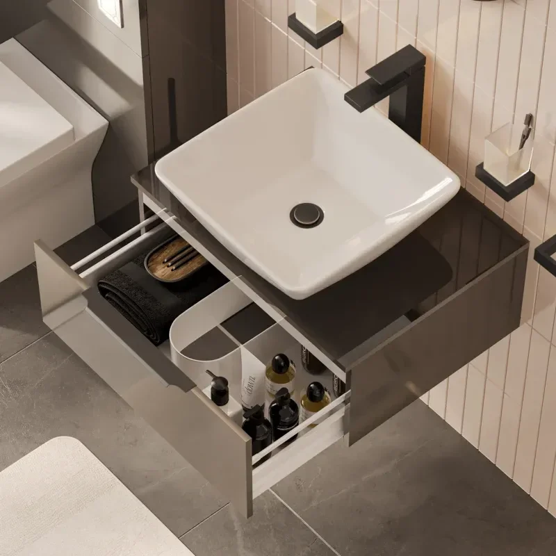 jivana small bath suite 600 grey sink cabinet wc toilet black