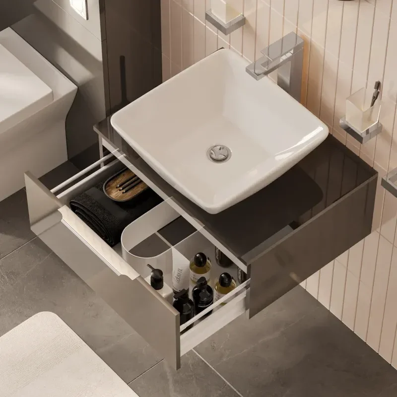 jivana small bath suite 600 grey sink cabinet wc toilet chrome
