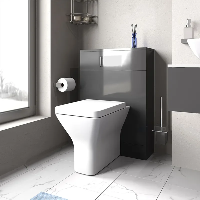 jivana small bath suite 600 grey sink cabinet wc toilet chrome