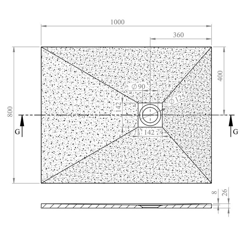 alan 1000 x 800 rectangular white slate tray 26mm
