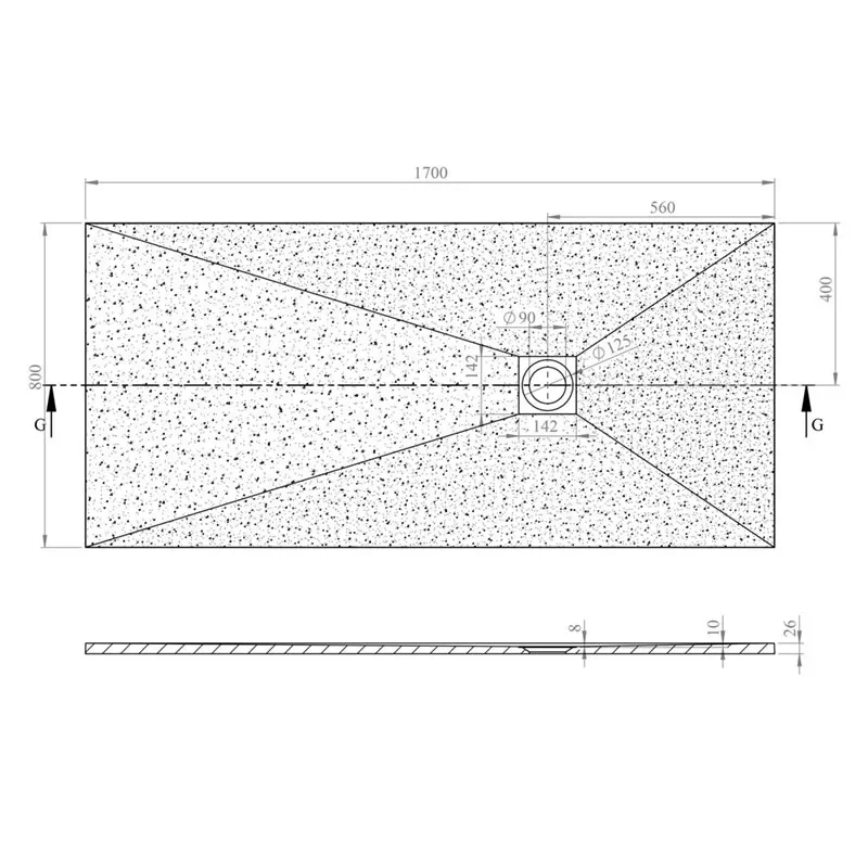 alan 1700 rectangular white slate tray 26mm