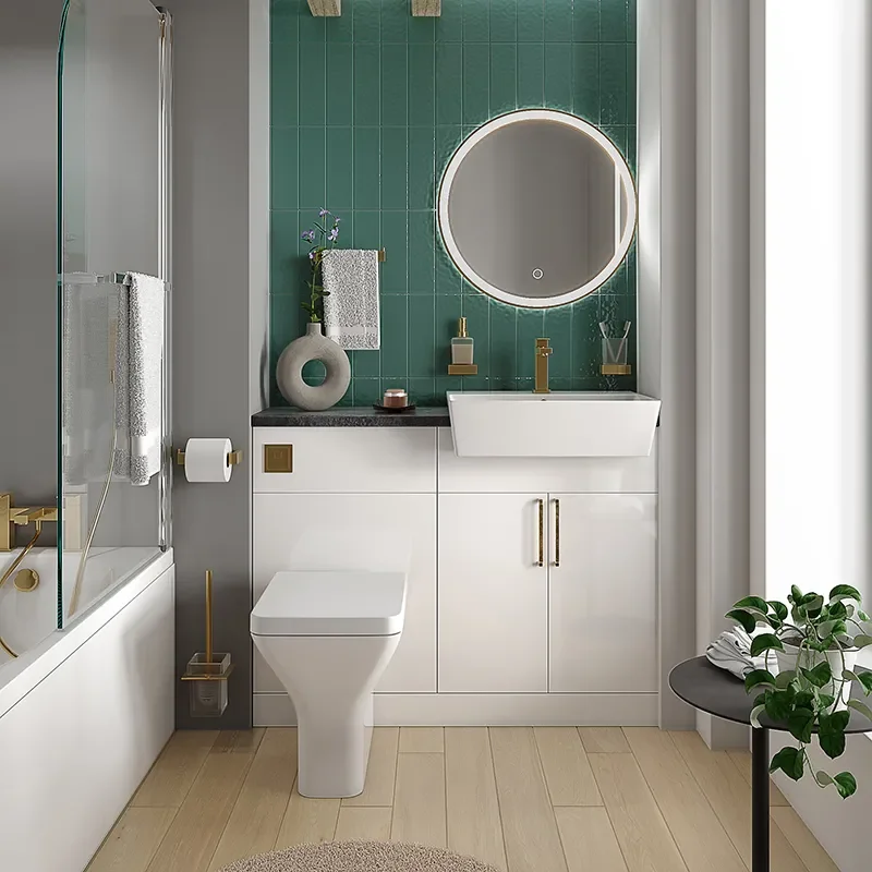 oliver white 1100 fitted furniture small bath suite gold handles