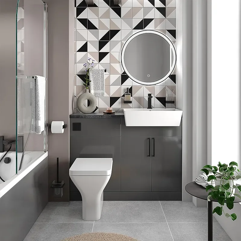 oliver anthracite 1100 fitted furniture small bath suite black handles