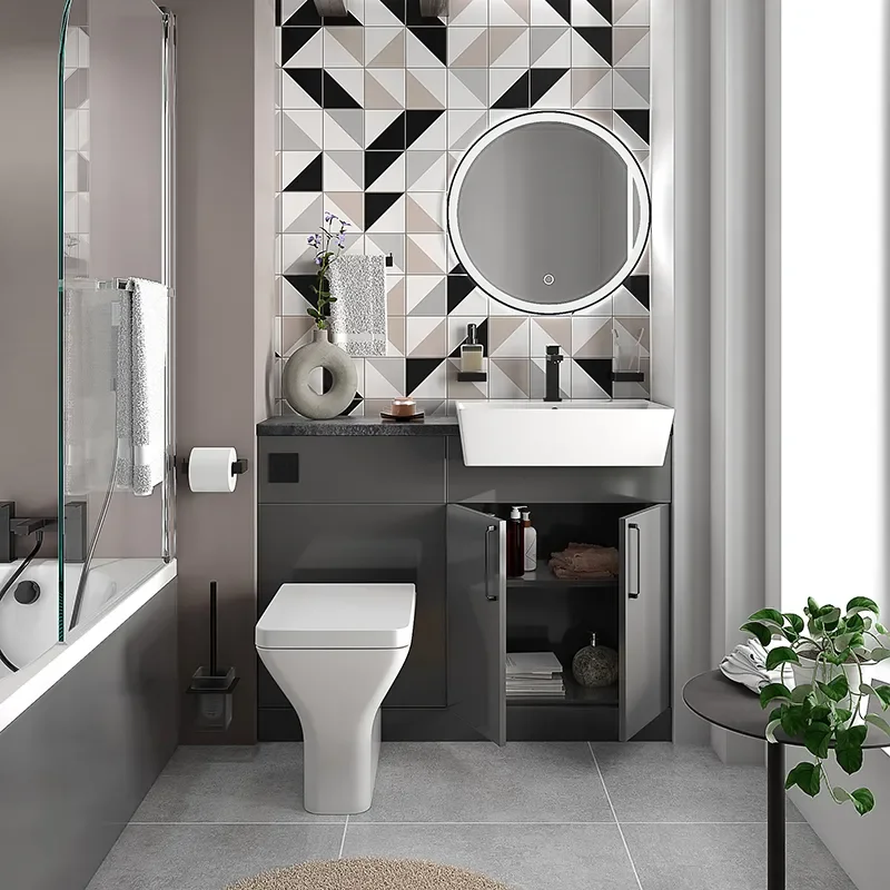oliver anthracite 1100 fitted furniture small bath suite black handles