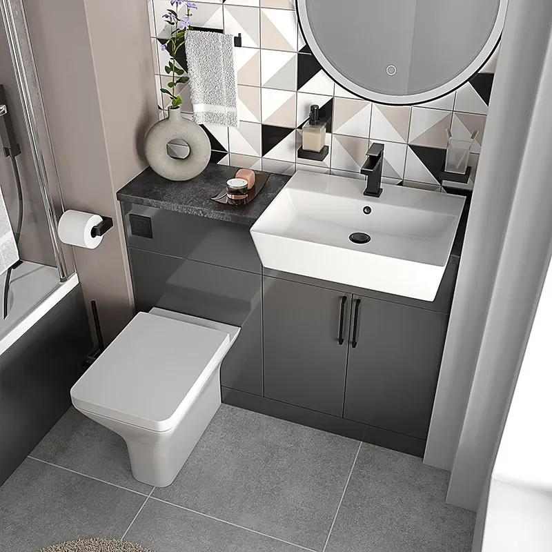 oliver anthracite 1100 fitted furniture small bath suite black handles