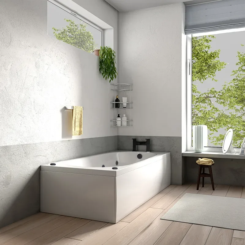 laguna straight single ended 1500x700 whirlpool bath black jets