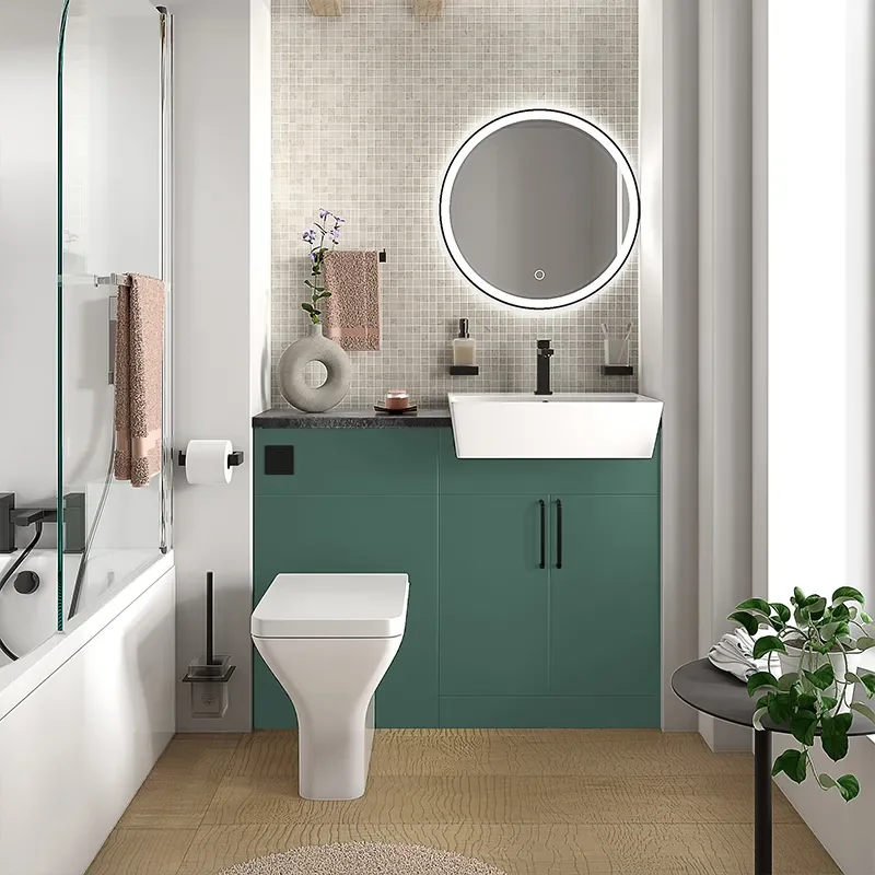 oliver green 1100 fitted furniture small bath suite black handles