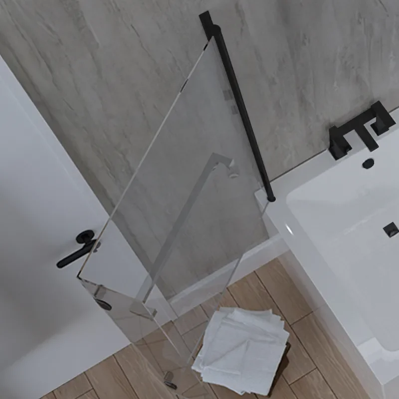 black l shaped bath screen with rail