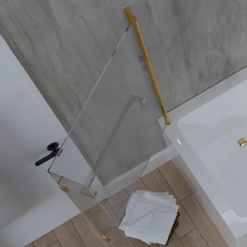 gold l shaped bath screen with rail