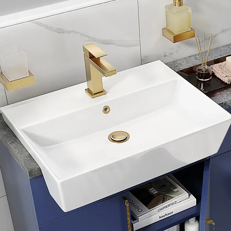 oliver 1200 navy blue combination vanity and toilet set gold