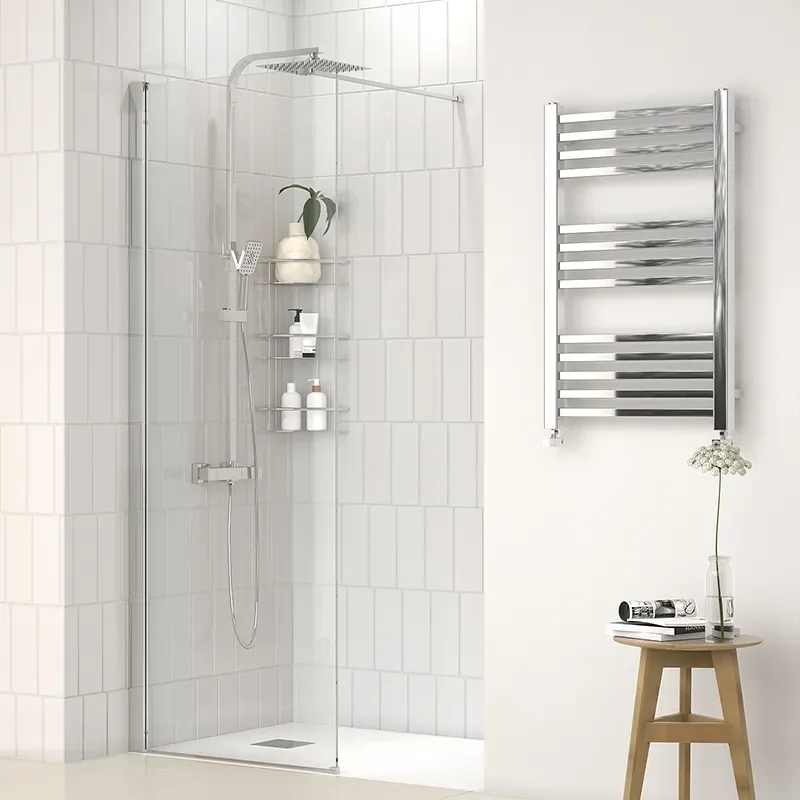 radiant 1200 walkin recess shower enclosure black tray