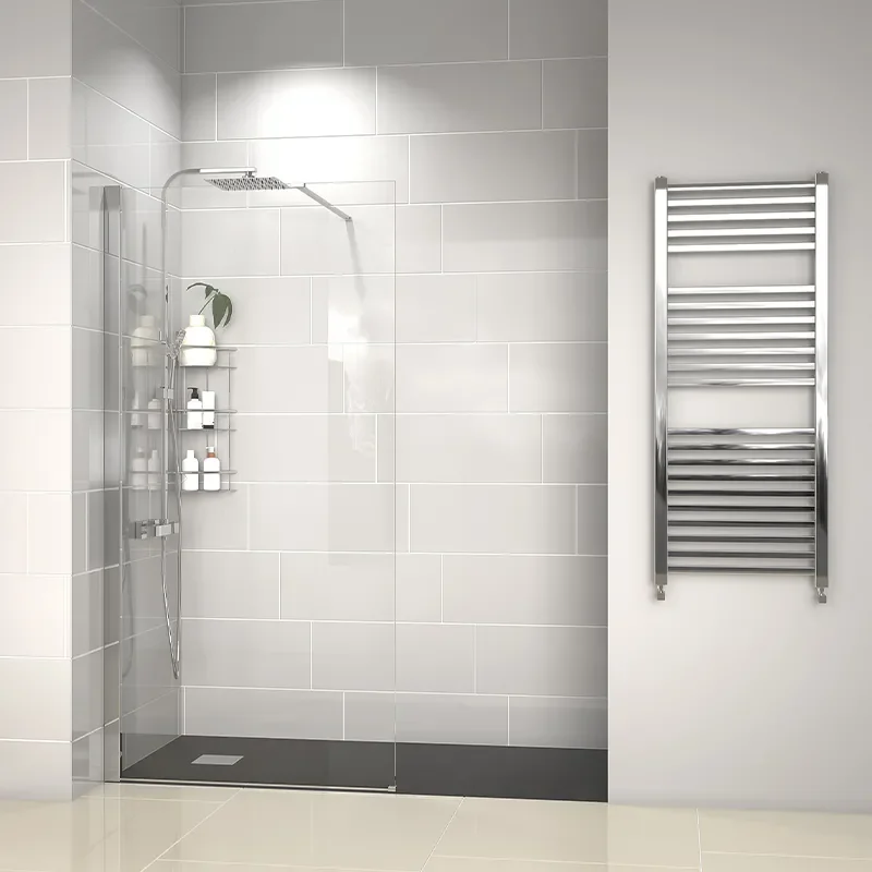 radiant 1400 walkin recess shower enclosure black tray