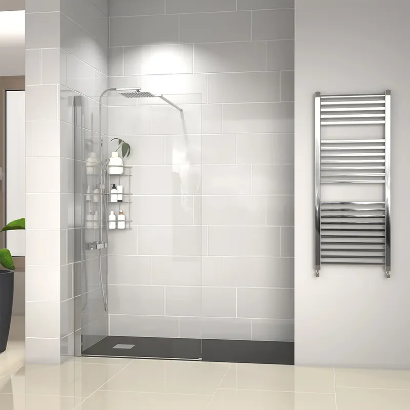radiant 1500 walkin recess shower enclosure black tray