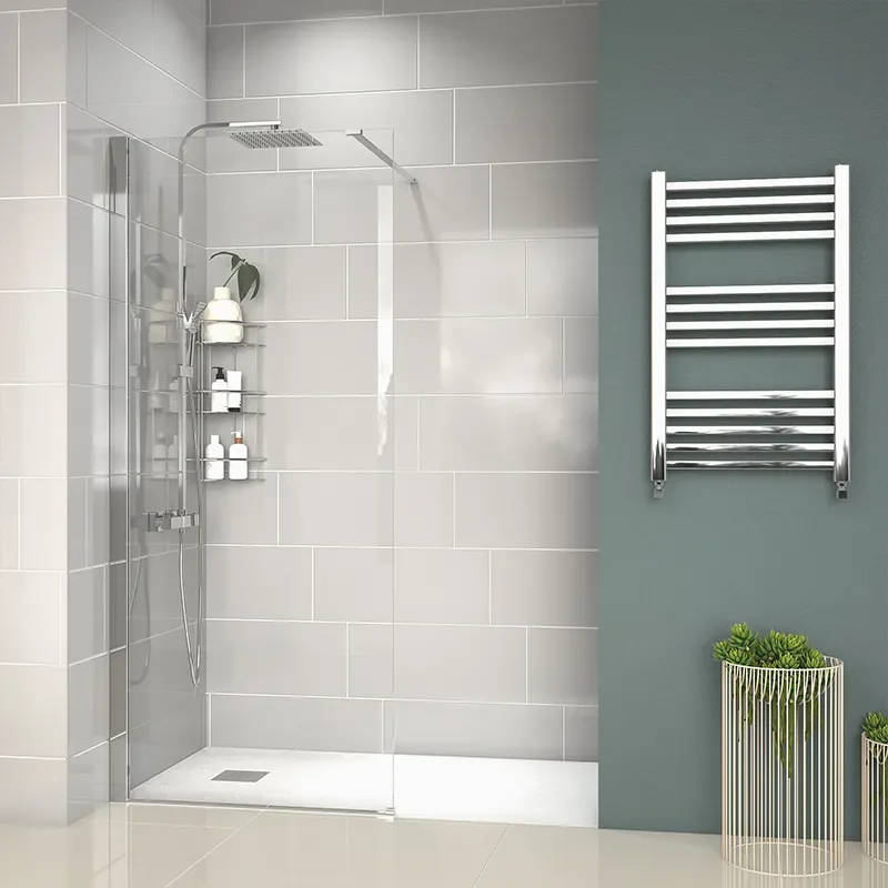 radiant 1500 walkin recess shower enclosure black tray
