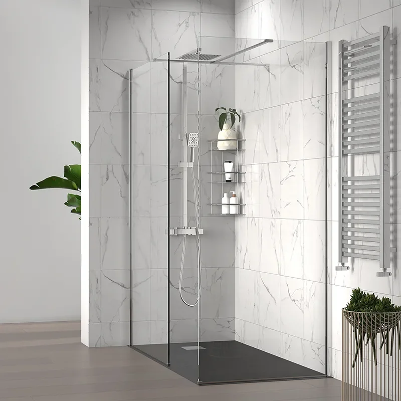 radiant 1600 walkin corner shower enclosure black tray