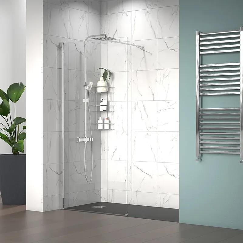 radiant 1700 walkin recess shower enclosure black tray