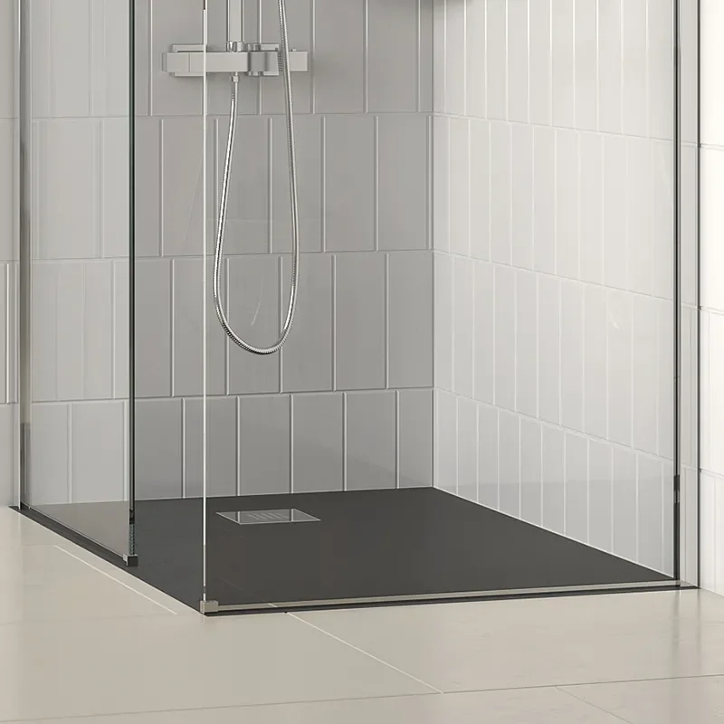 radiant 1700 walkin corner shower enclosure black tray