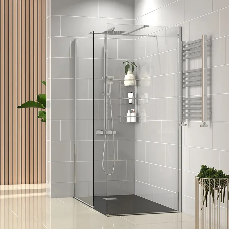 radiant 1500 walkin corner shower enclosure black tray