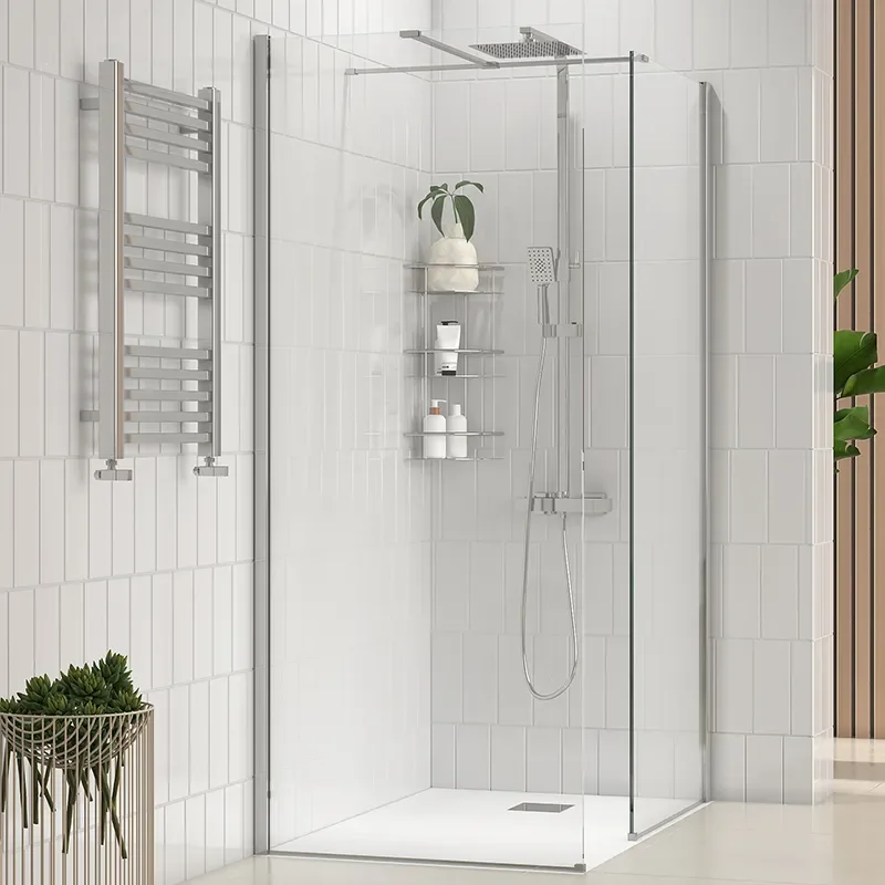 radiant 1200 walkin corner shower enclosure black tray